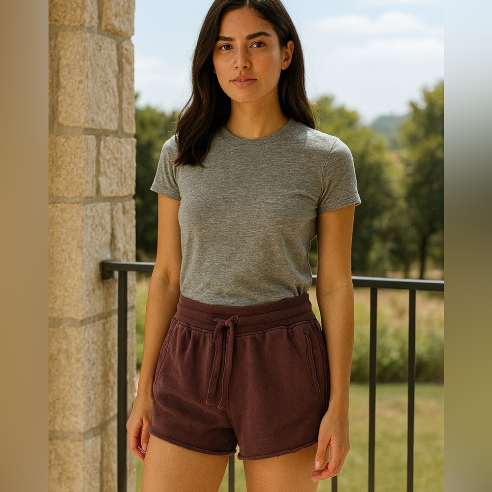 Zara Terry Athleisure Women's Shorts Size Medium Maroon